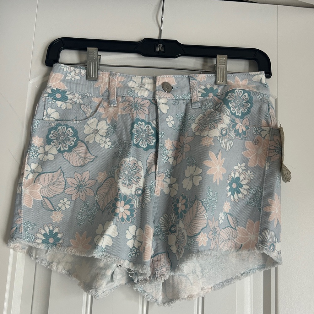 Alter’d State Denim Jean Shorts with Flower Details